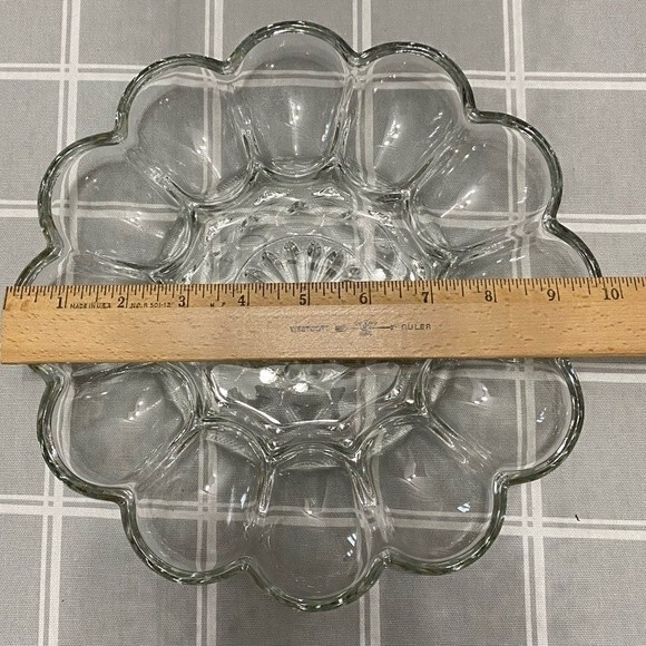 Vtg Anchor Hocking Prescut Clear Glass Holds 12 Deviled Eggs Relish Tray Platter - Picture 5 of 6